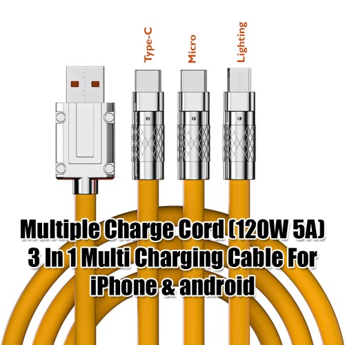 3 In 1 Multi Charging Cable (120W-5A) For iPhone & android